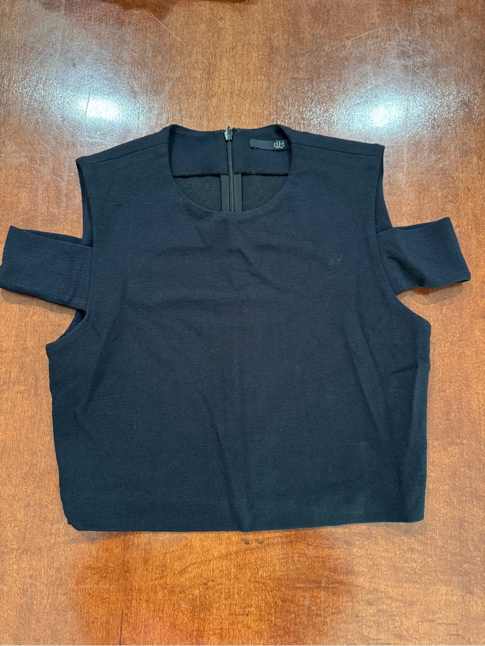 Tibi Black Cold-Shoulder Crop Top